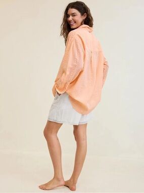 Aerie Seersucker Cotton Oversized  Shirt Size Large